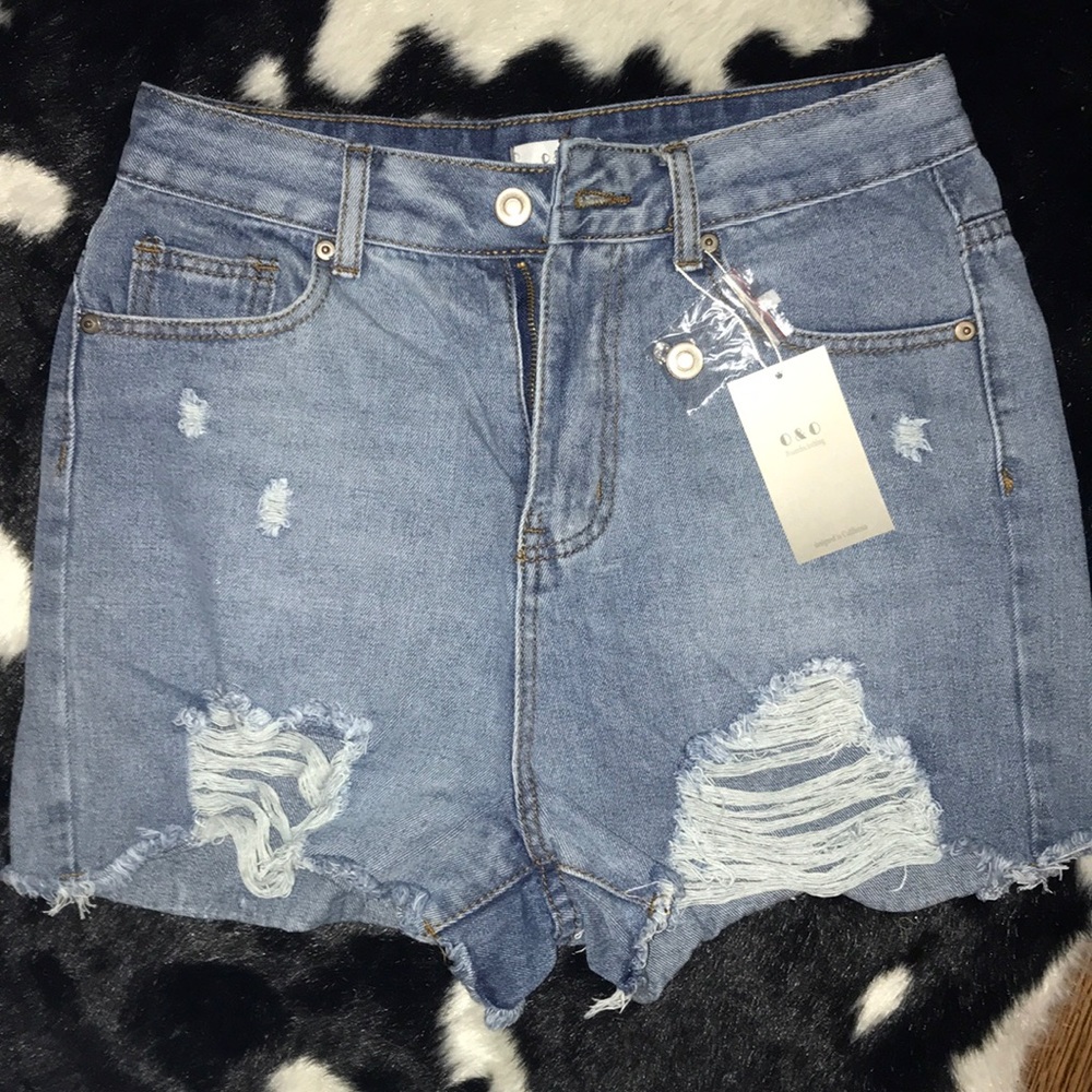 High waisted jean shorts